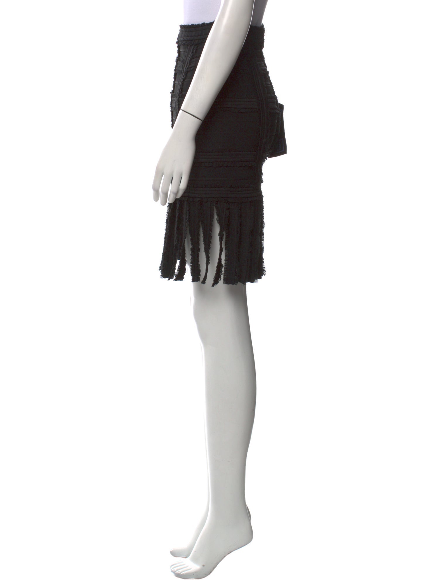 Herve Leger Fringe Trim Accent Knee-Length Skirt w/ Tags