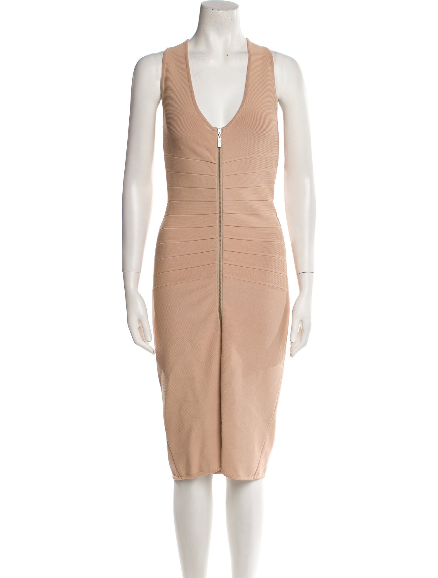 Herve Leger V-Neck Midi Length Dress w/ Tags
