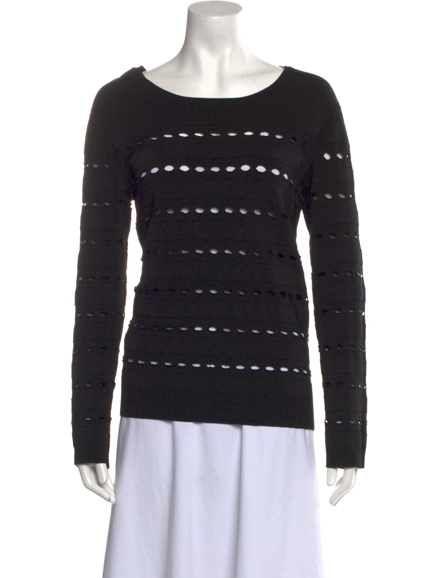 Herve Leger Scoop Neck Long Sleeve Top