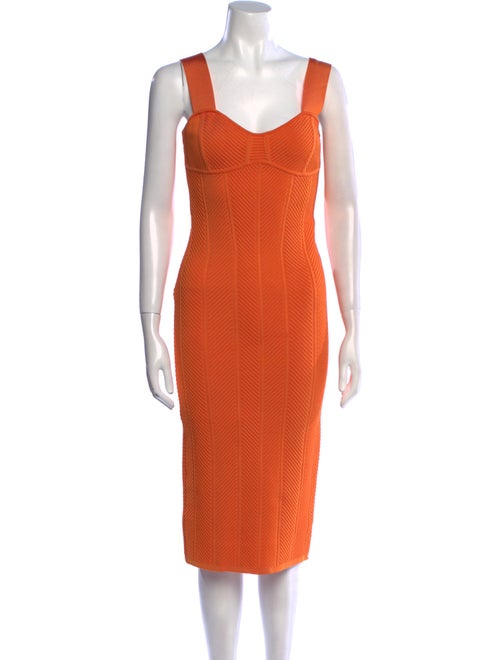 Herve Leger Square Neckline Midi Length Dress