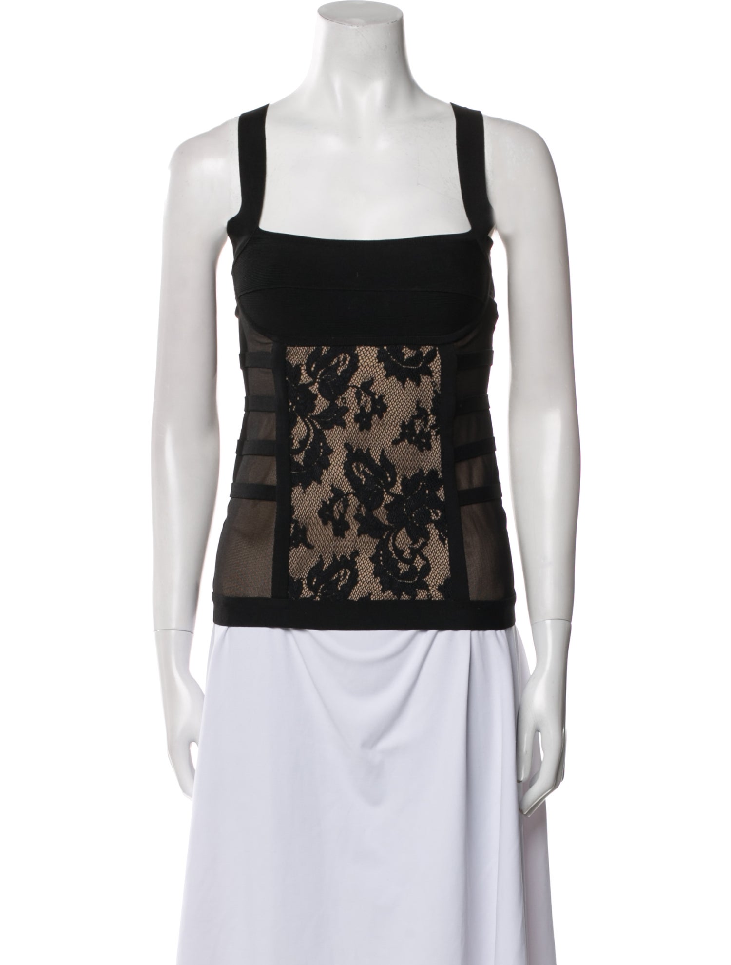 Herve Leger Square Neckline Sleeveless Top