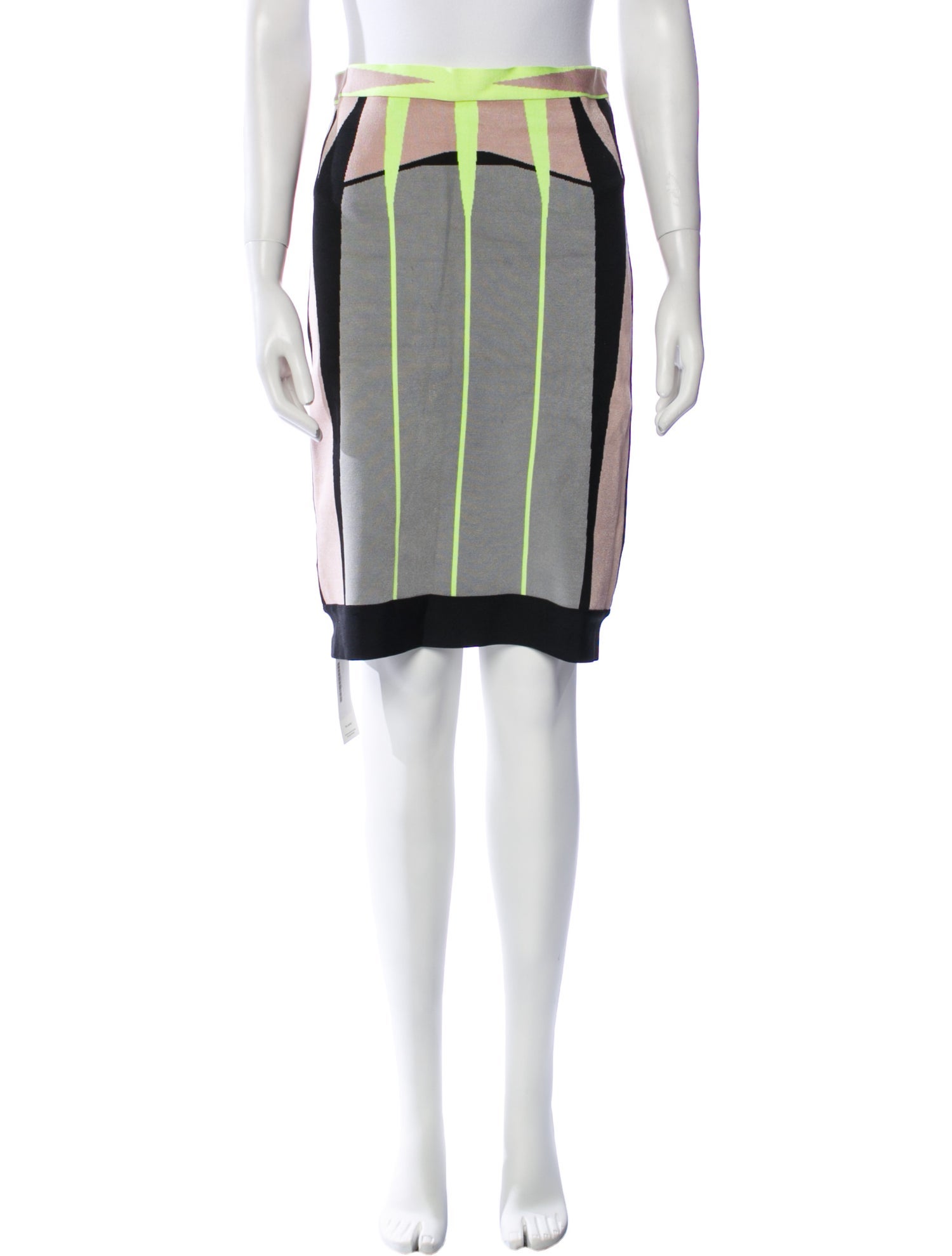 Herve Leger Striped Knee-Length Skirt