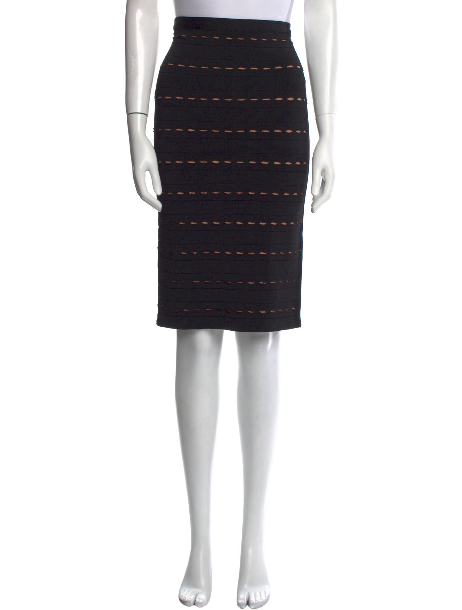 Herve Leger Striped Knee-Length Skirt