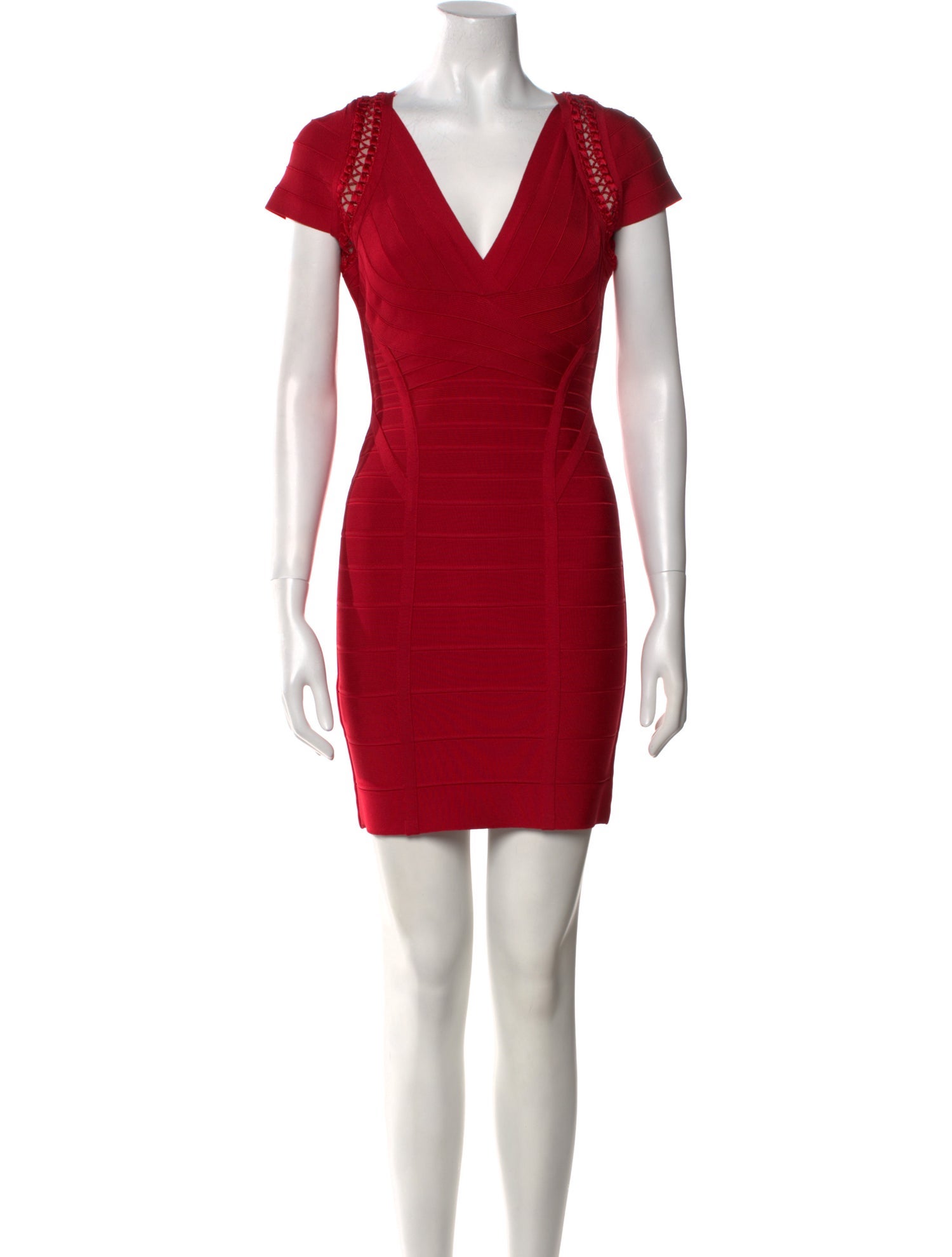 Herve Leger V-Neck Mini Dress
