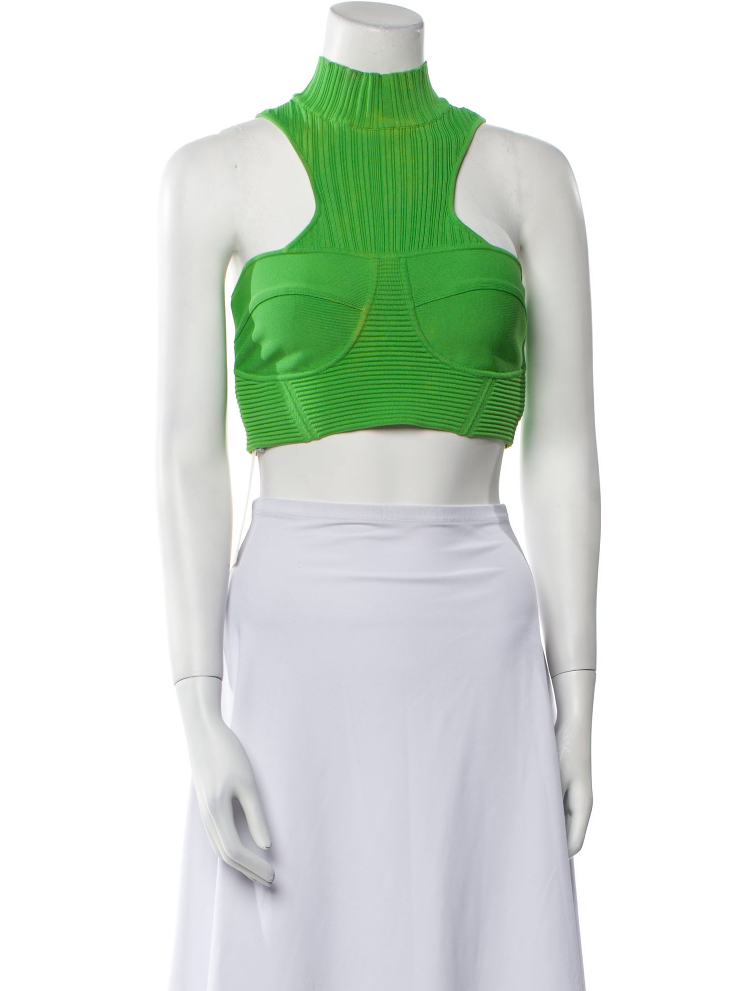Herve Leger Ottoman Mock Neck Crop Top