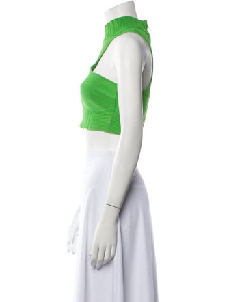 Herve Leger Ottoman Mock Neck Crop Top