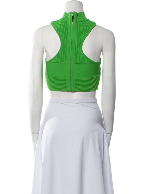 Herve Leger Ottoman Mock Neck Crop Top