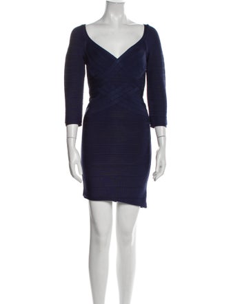 Herve Leger V-Neck Mini Dress