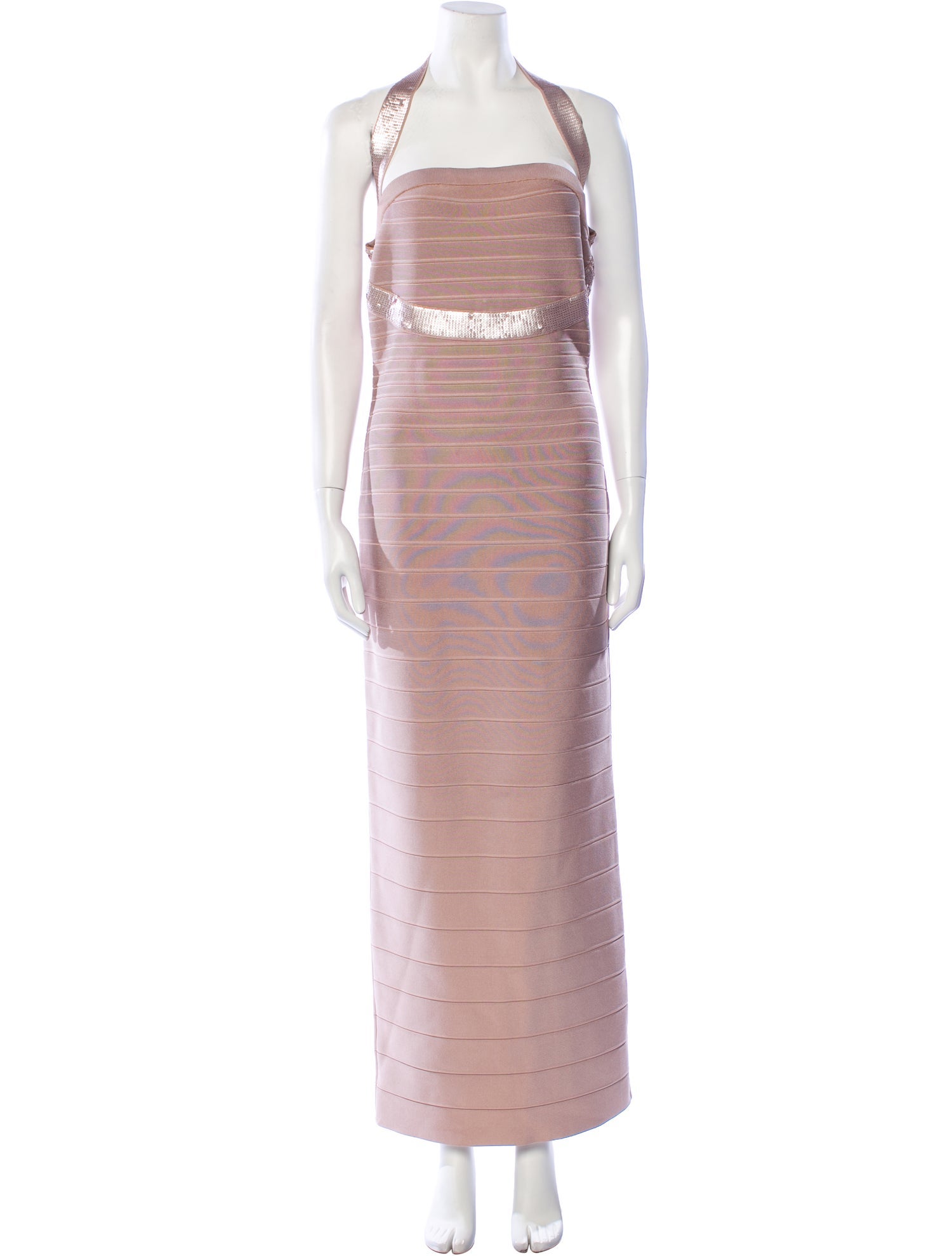 Herve Leger Striped Long Dress