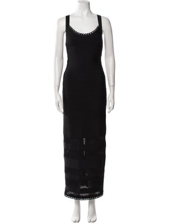 Herve Leger Scoop Neck Long Dress
