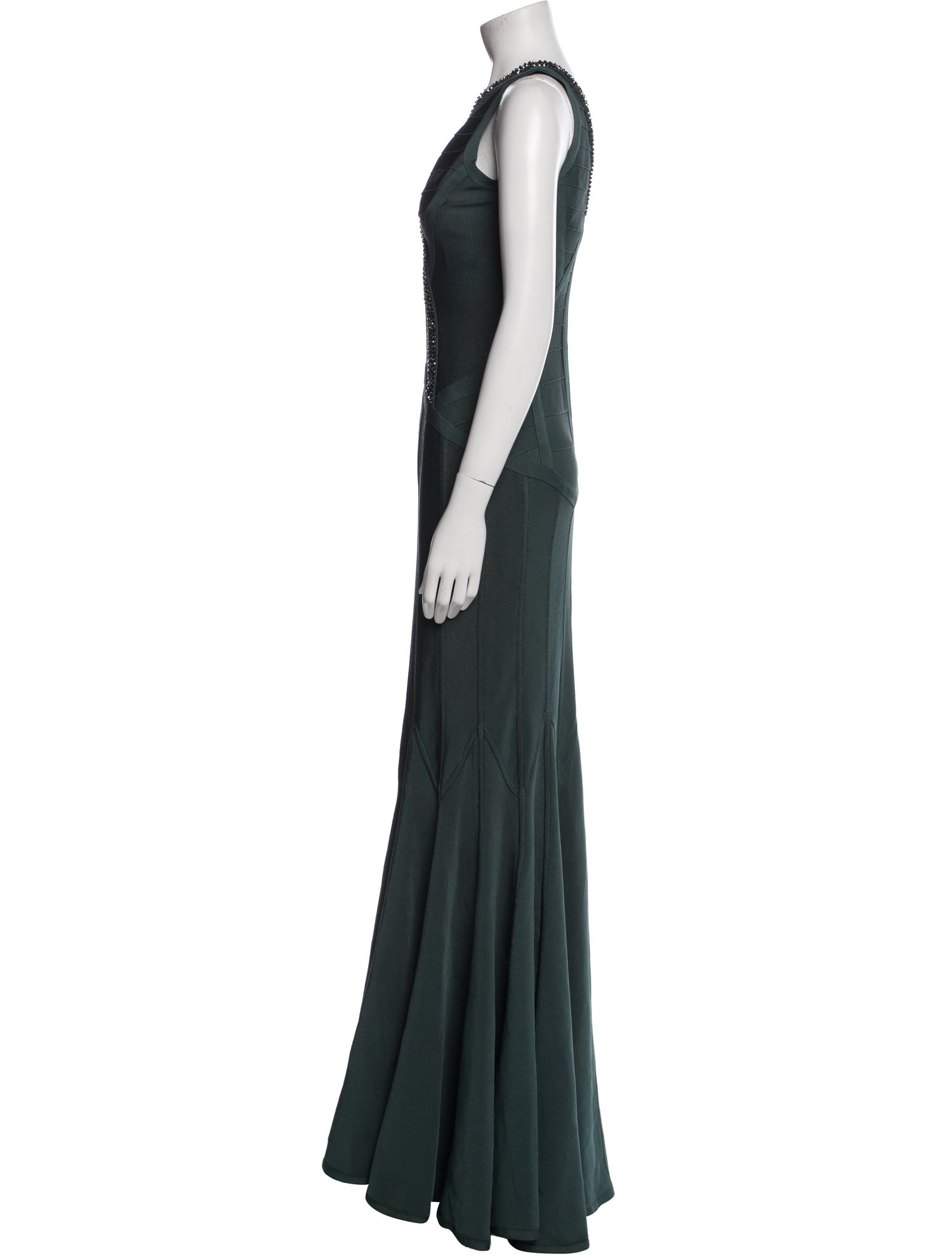 Herve Leger V-Neck Long Dress