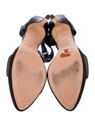 Herve Leger Leather T-Strap Sandals