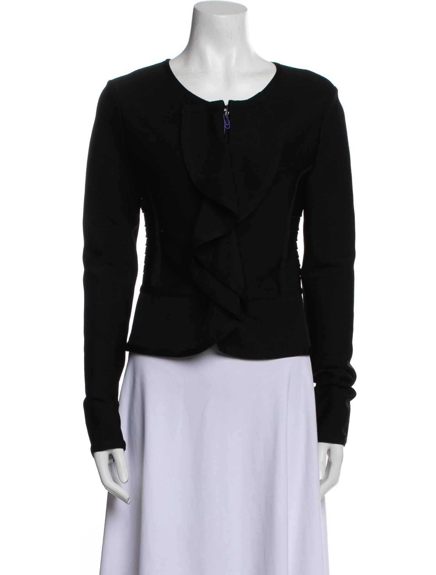 Herve Leger Scoop Neck Long Sleeve Top