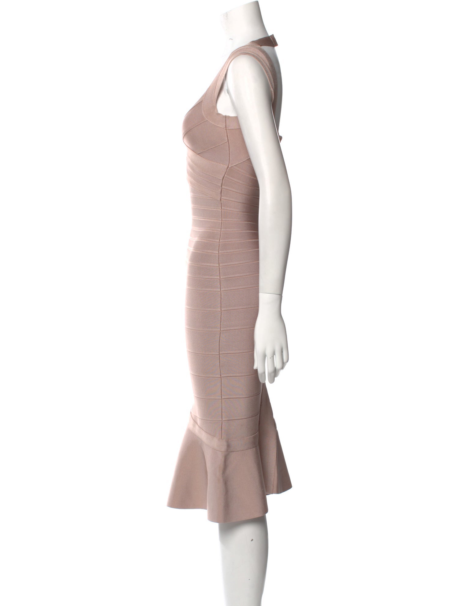 Herve Leger V-Neck Knee-Length Dress