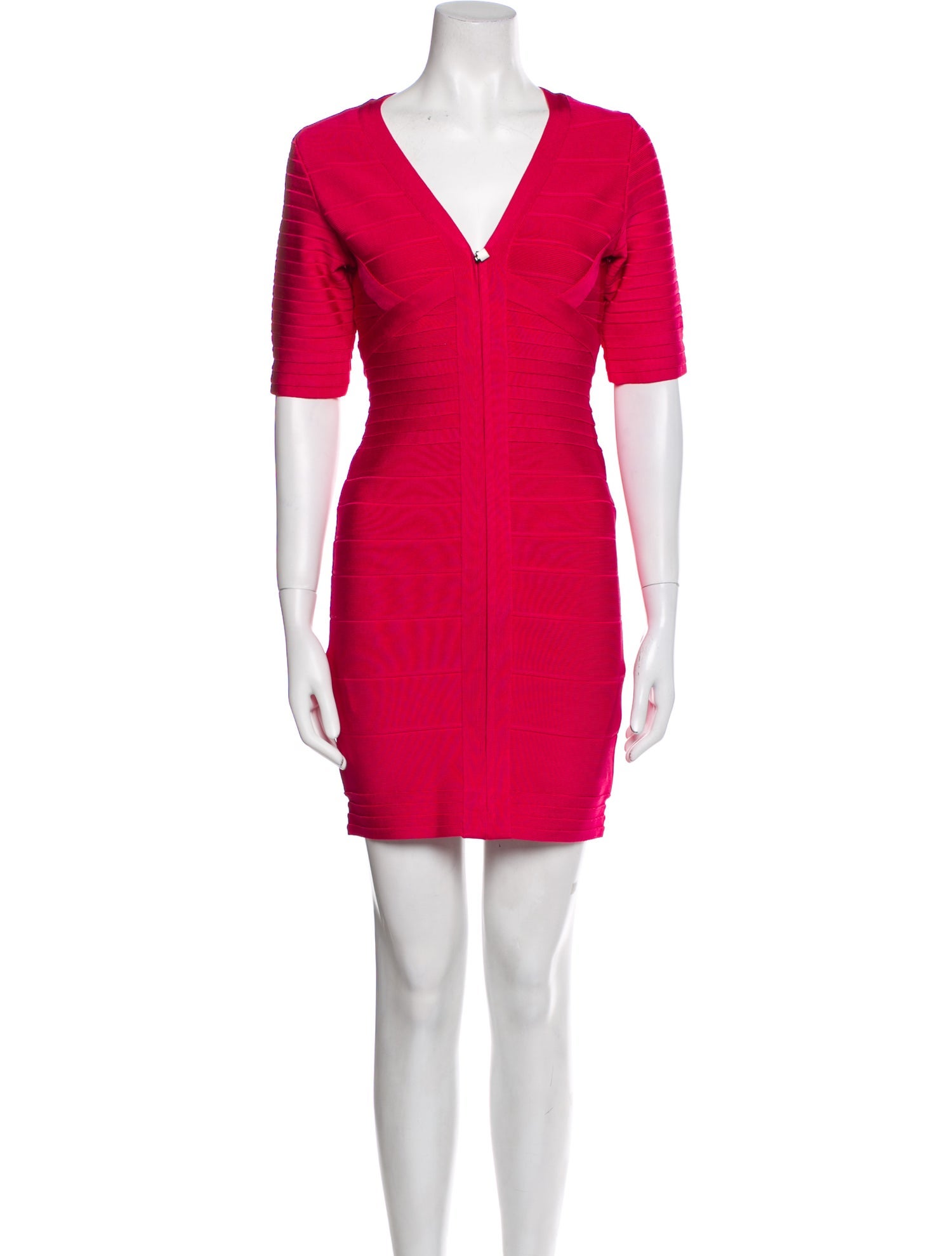 Herve Leger V-Neck Mini Dress