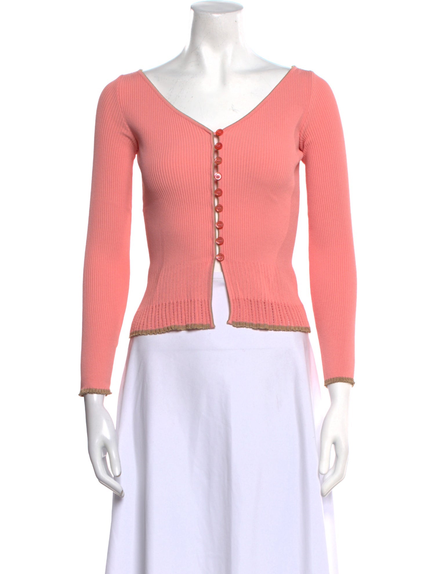 Herve Leger V-Neck Long Sleeve Crop Top