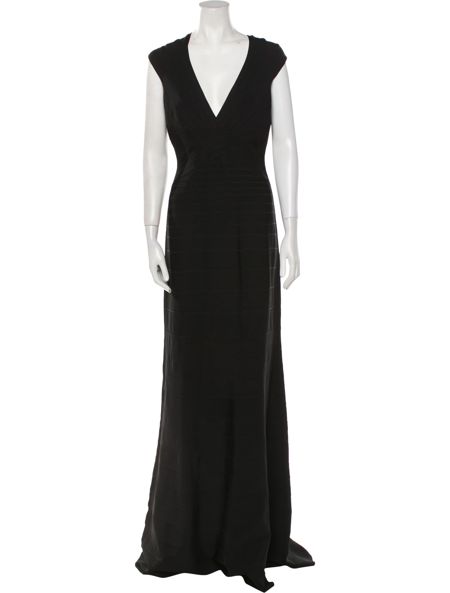 Herve Leger V-Neck Long Dress