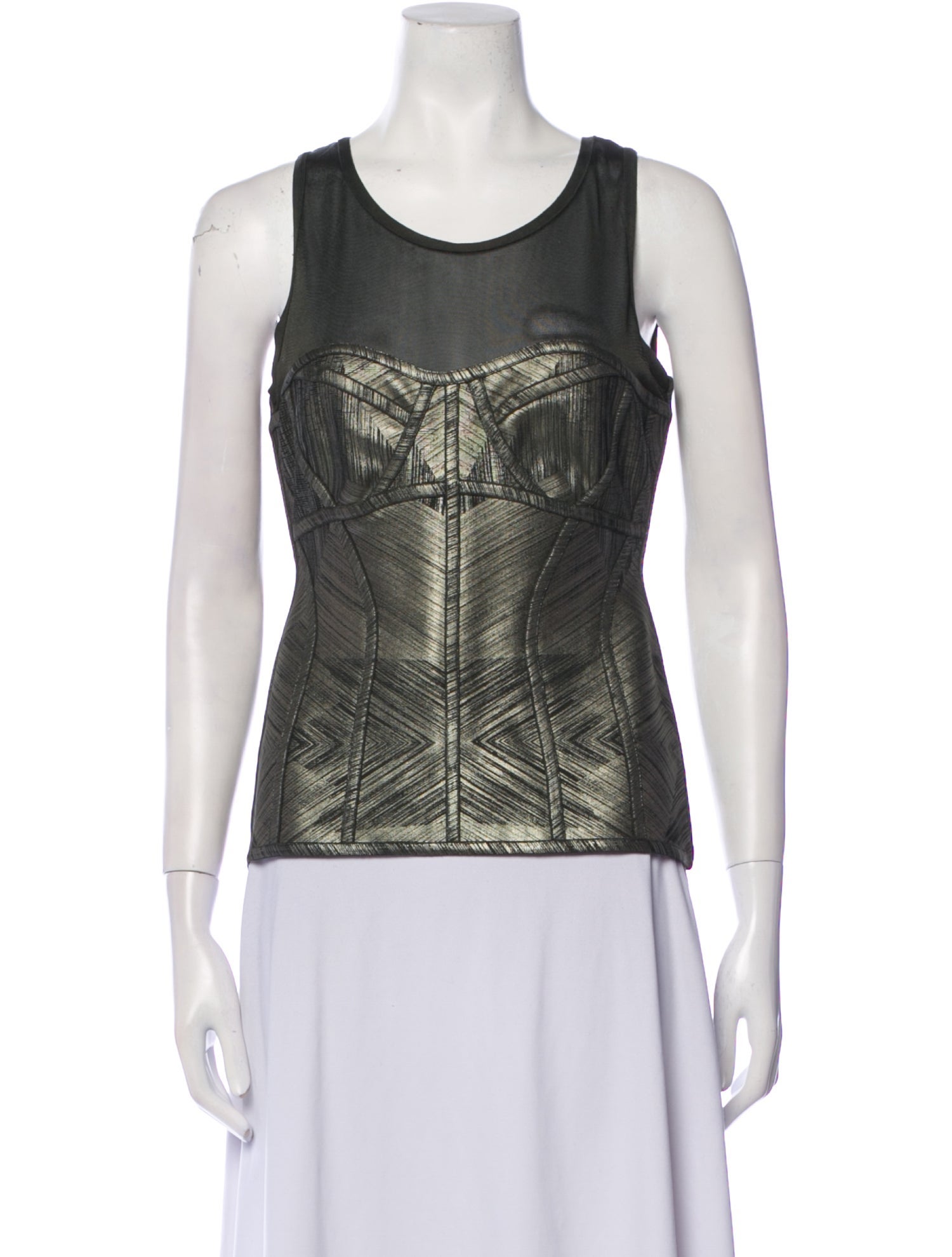 Herve Leger Printed Scoop Neck Top