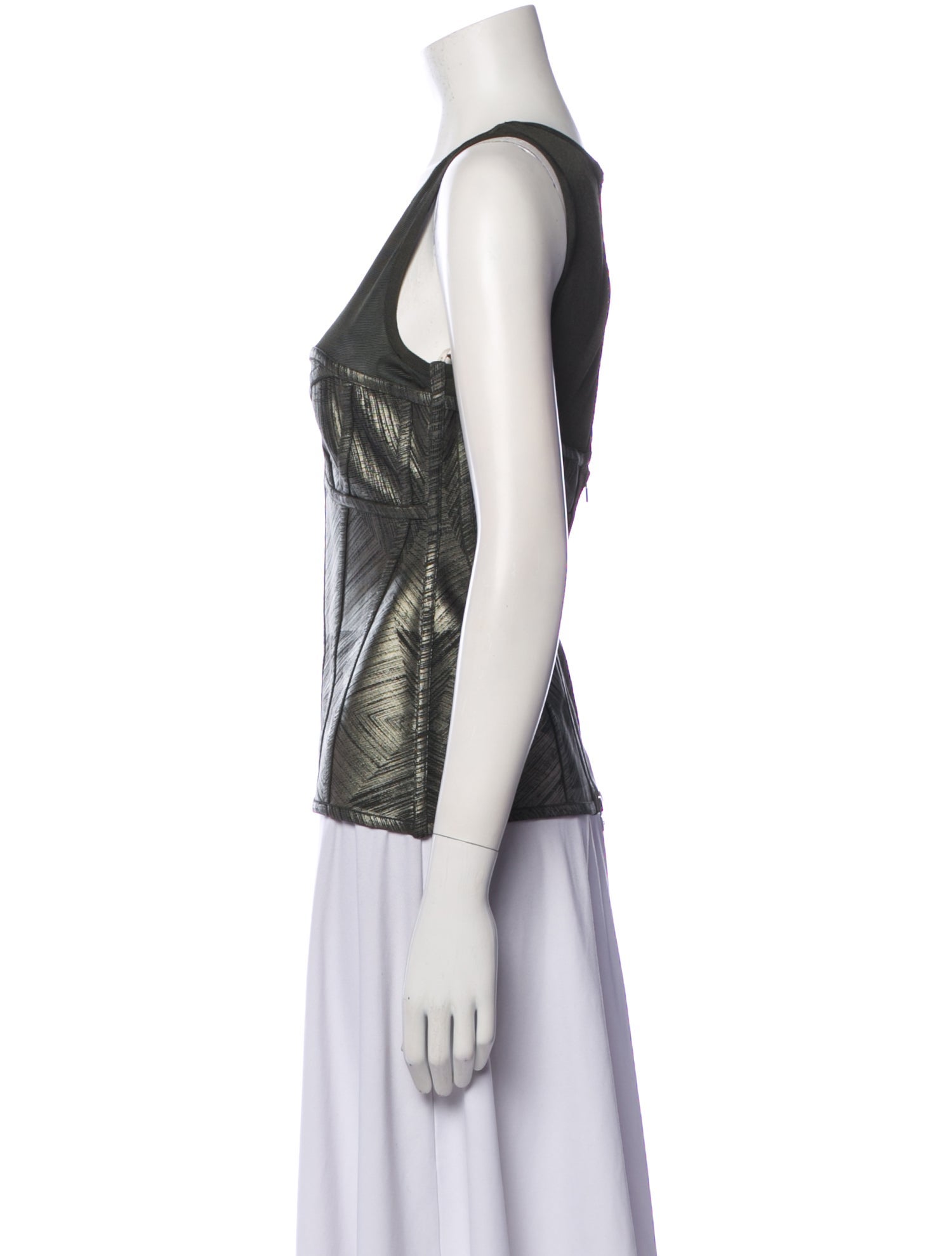 Herve Leger Printed Scoop Neck Top