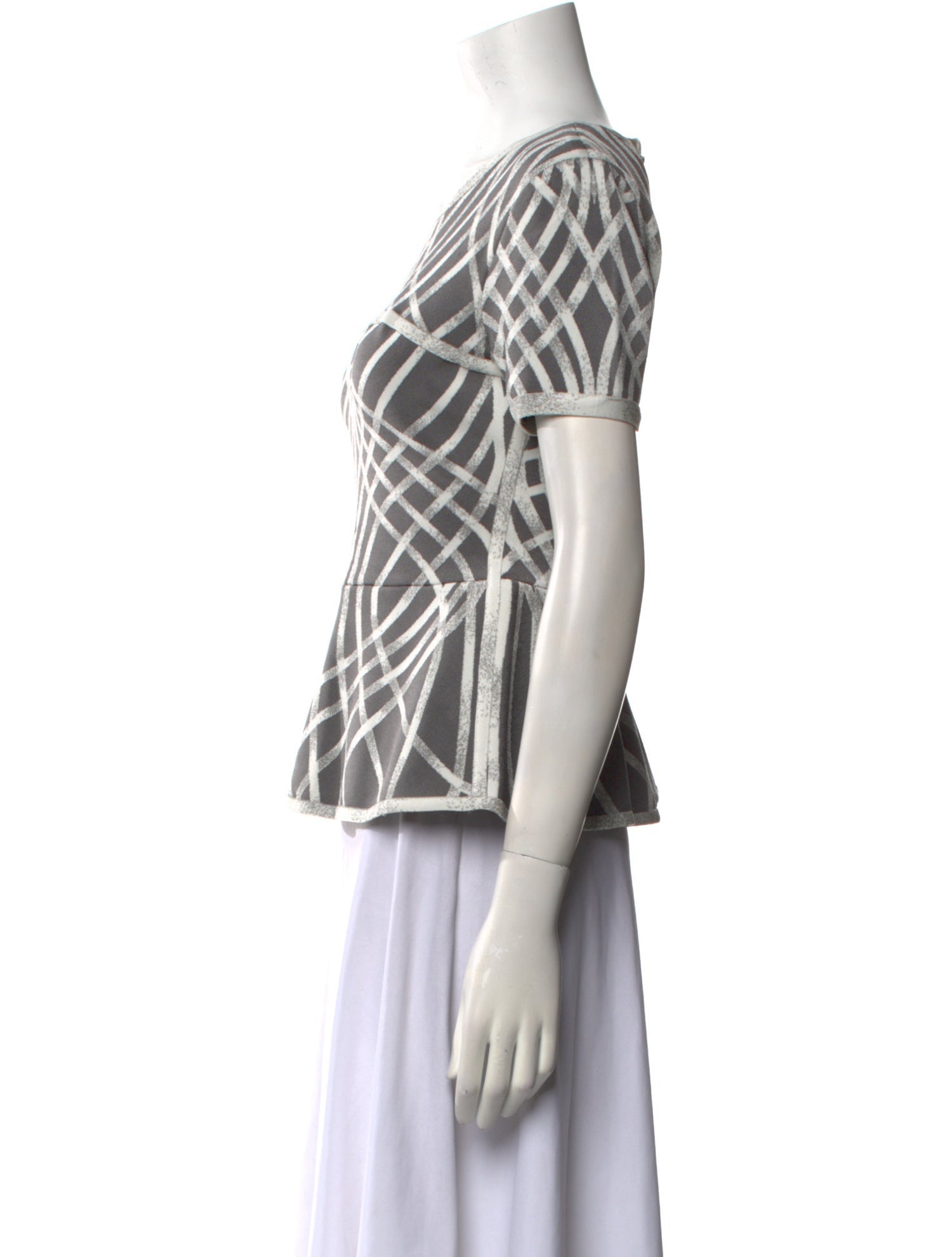 Herve Leger Plaid Print Scoop Neck Top