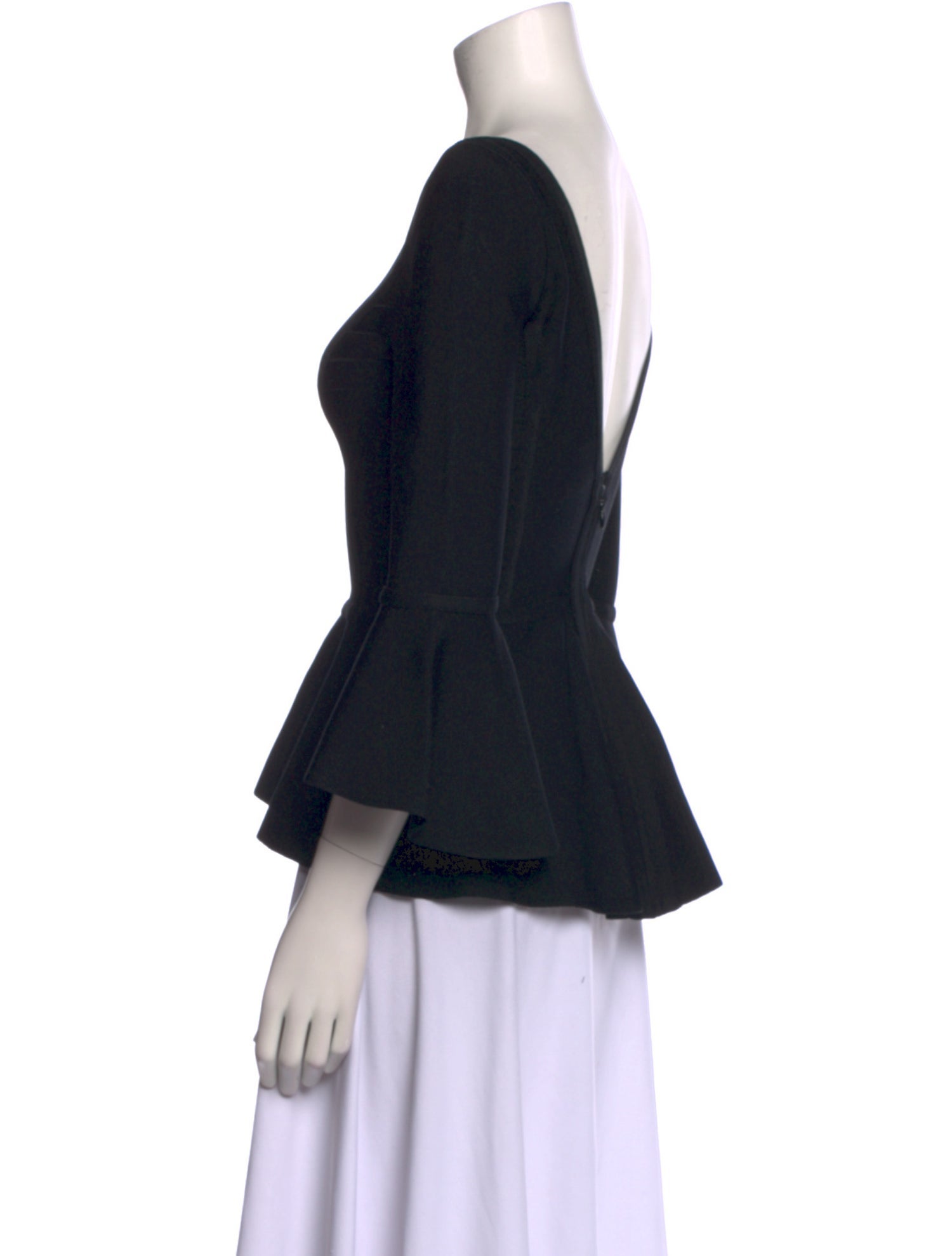 Herve Leger Bateau Neckline Three-Quarter Sleeve Blouse