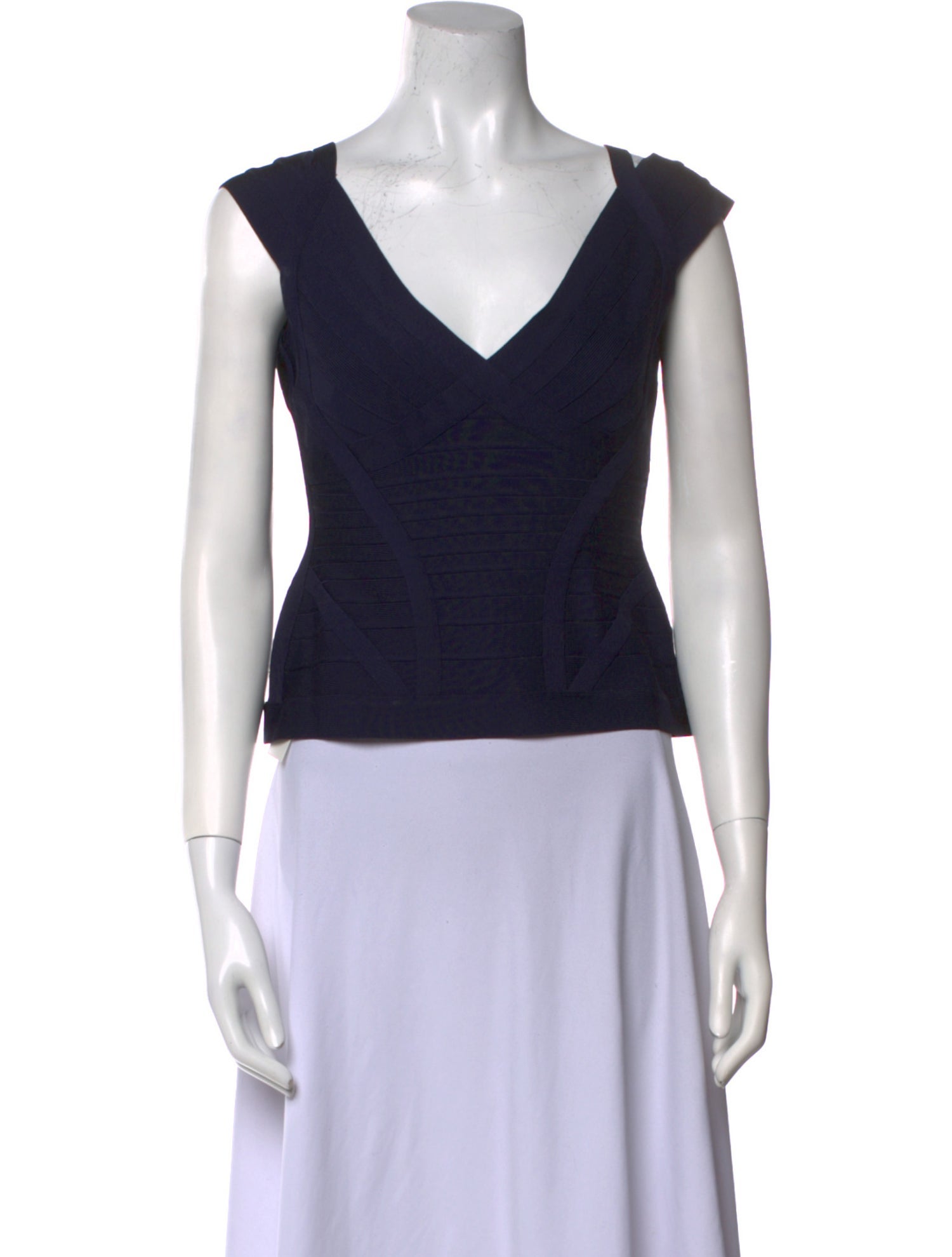 Herve Leger V-Neck Sleeveless Crop Top w/ Tags