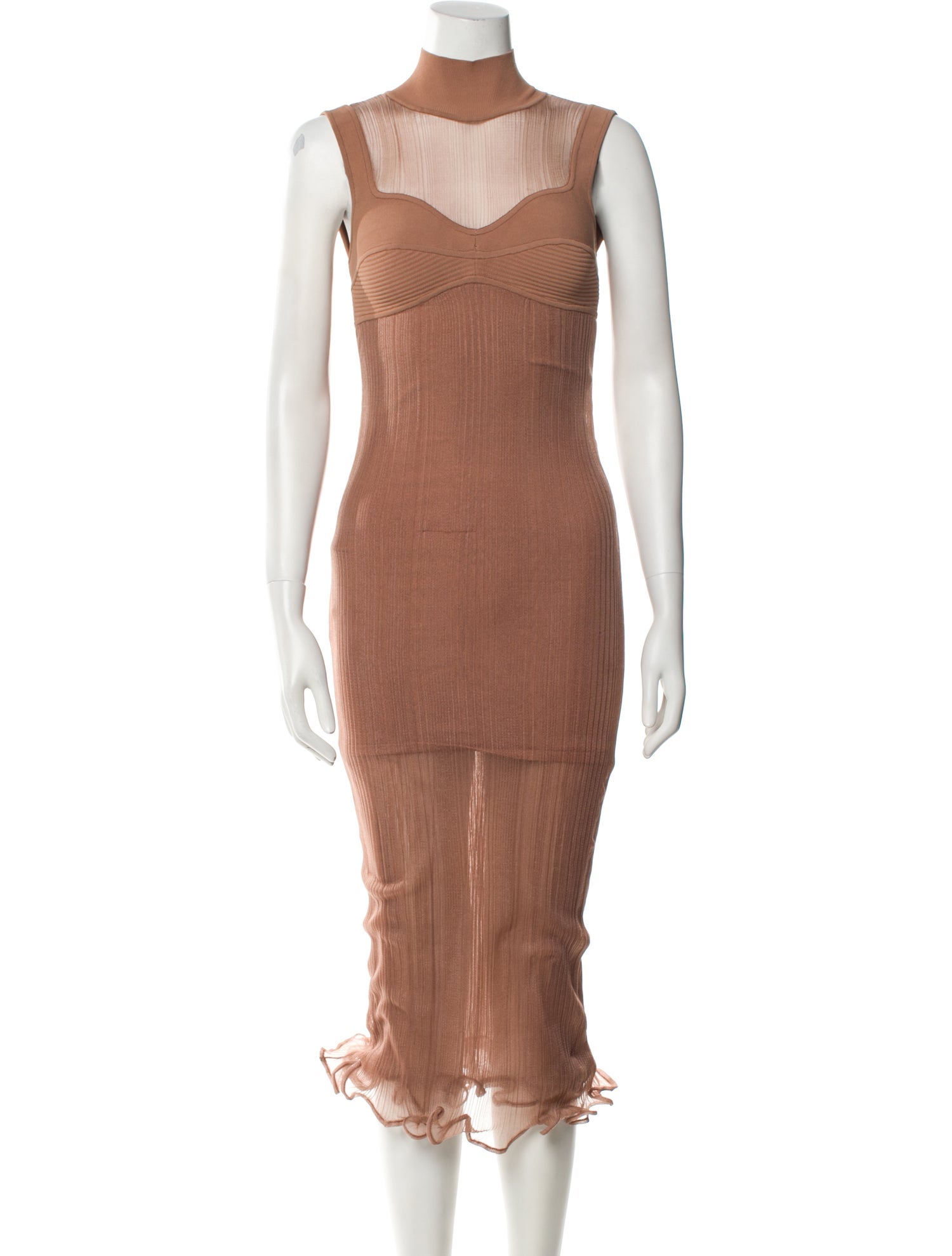 Herve Leger Mock Neck Midi Length Dress