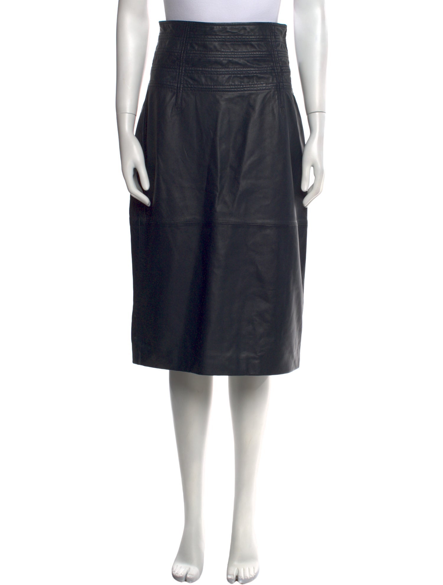 Herve Leger Lamb Leather Knee-Length Skirt