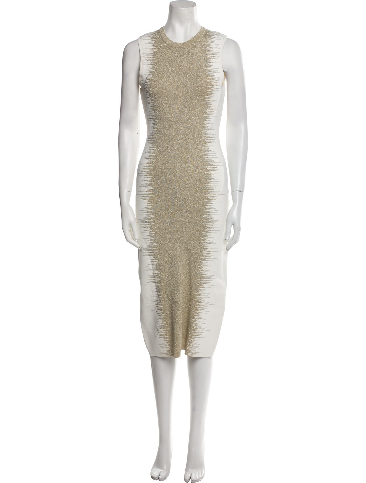 Herve Leger Crew Neck Midi Length Dress