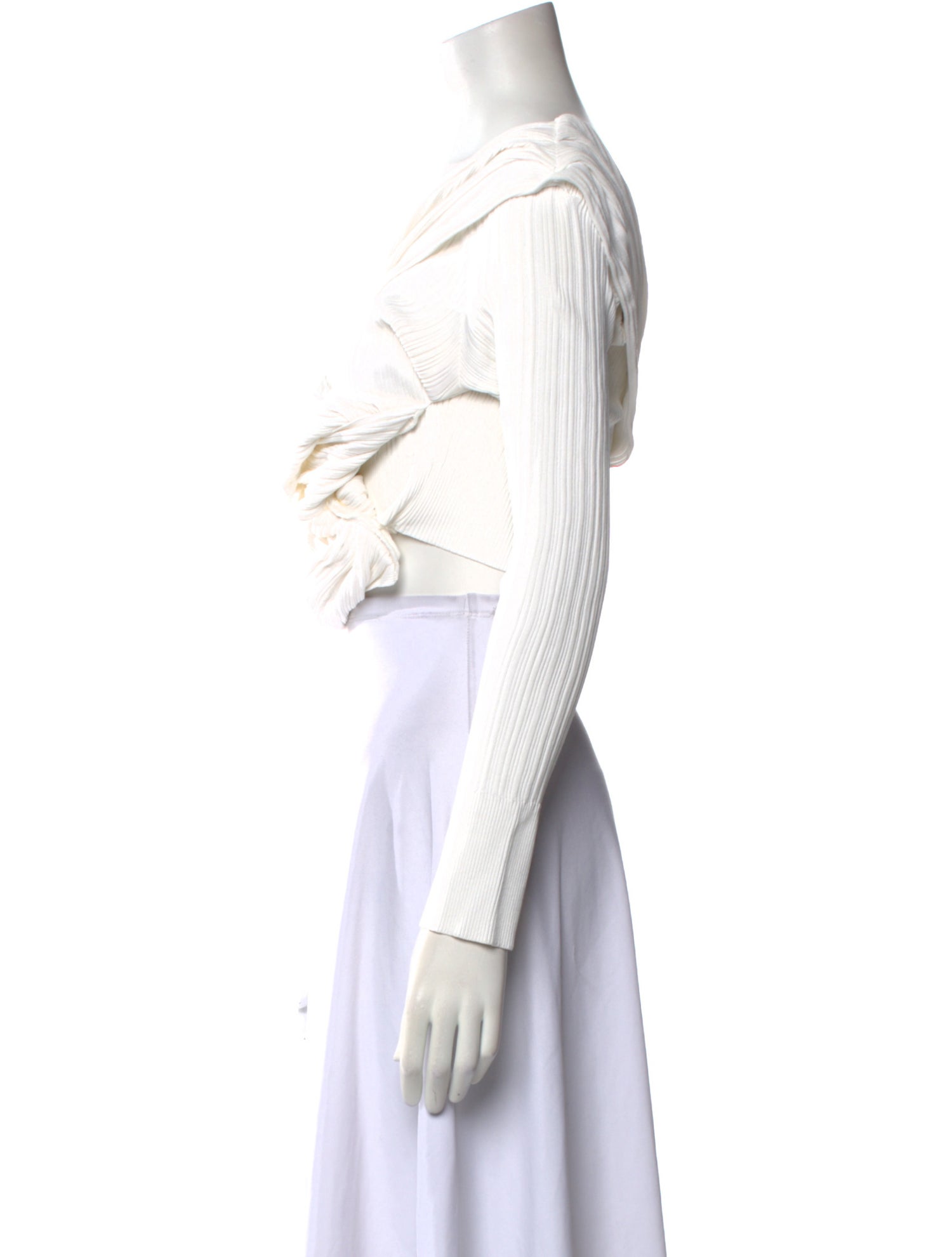 Herve Leger One-Shoulder Long Sleeve Crop Top