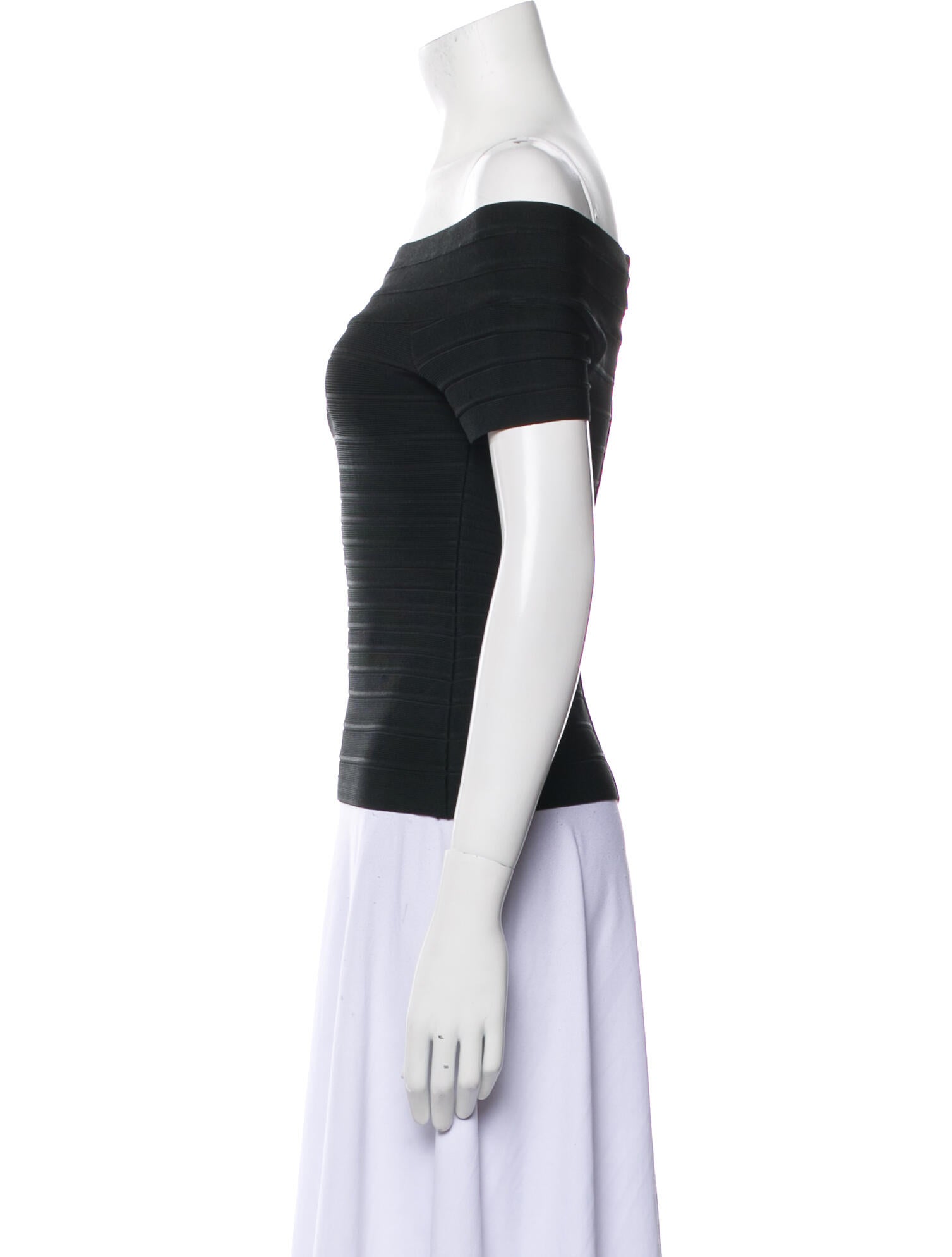 Herve Leger Off-The-Shoulder Short Sleeve Top