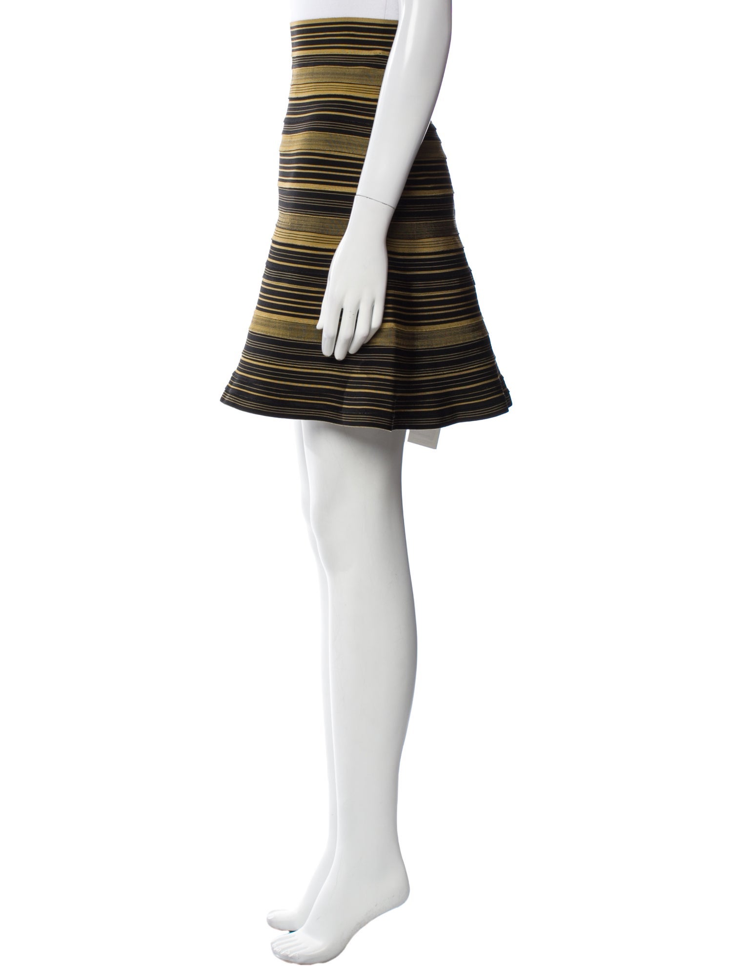 Herve Leger Striped Knee-Length Skirt