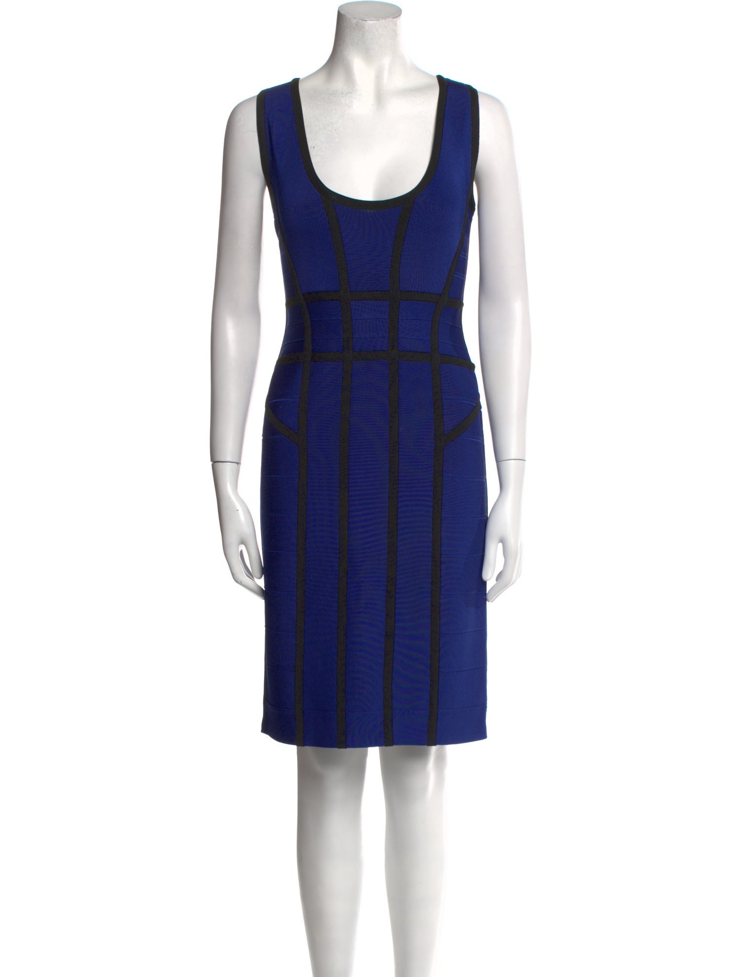 Herve Leger Plaid Print Knee-Length Dress