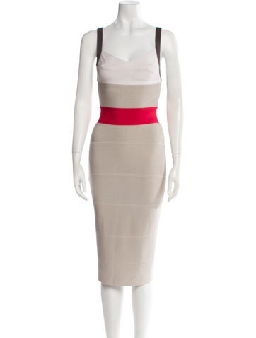 Herve Leger Dresses Square Neckline Knee-Length Dress XXS