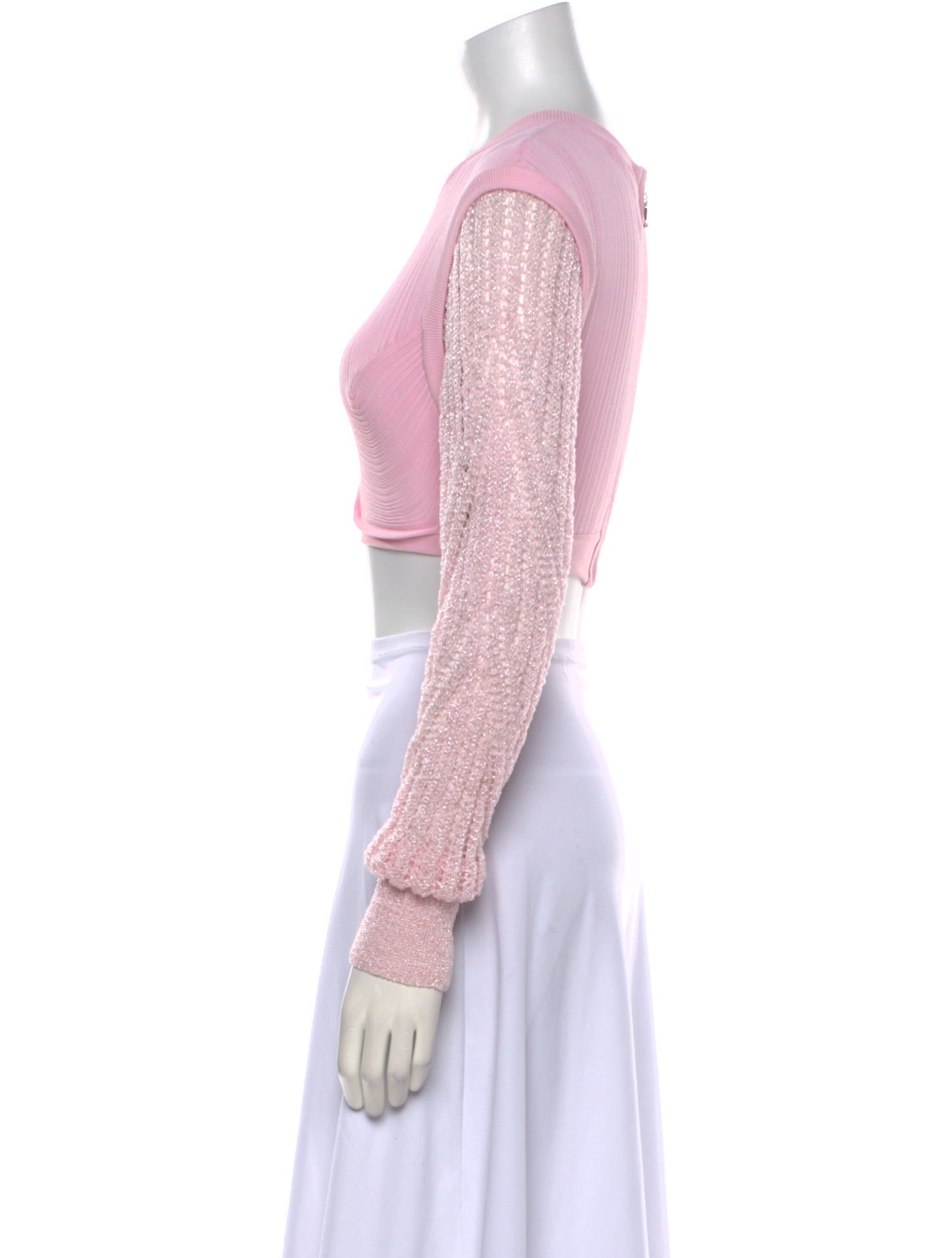 Herve Leger Nylon Crew Neck Crop Top