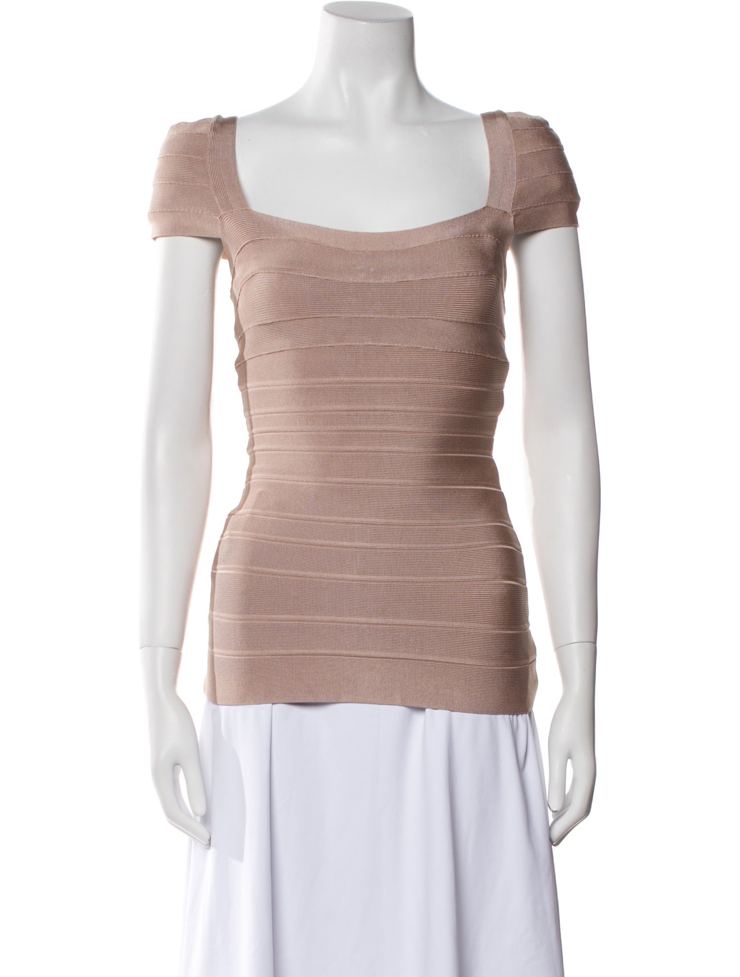 Herve Leger Square Neckline Short Sleeve Top