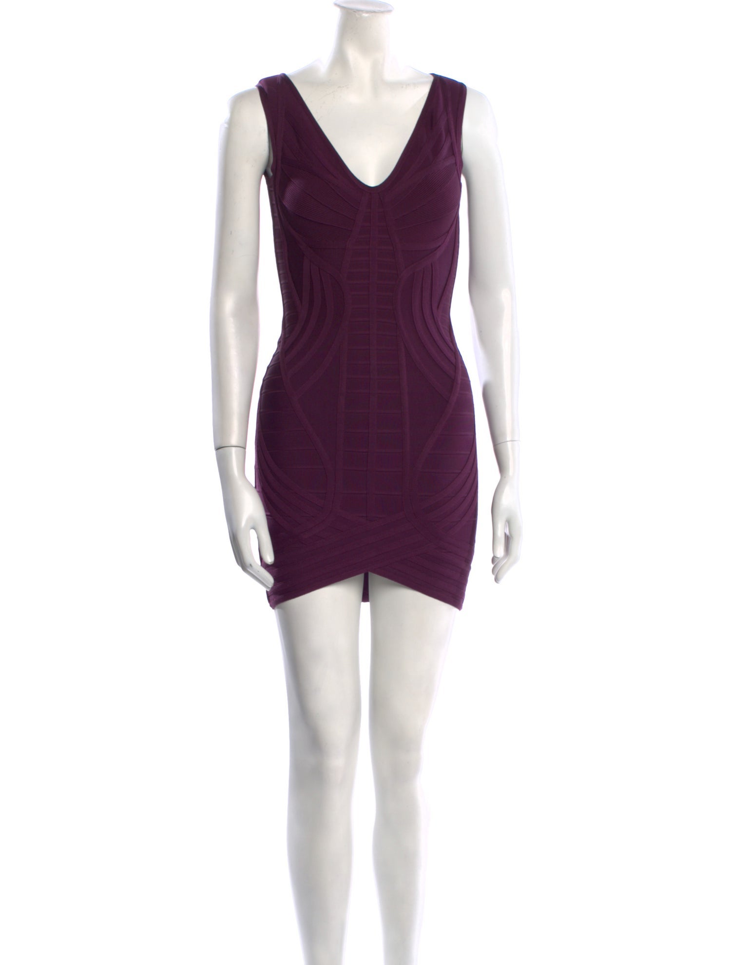 Herve Leger V-Neck Mini Dress