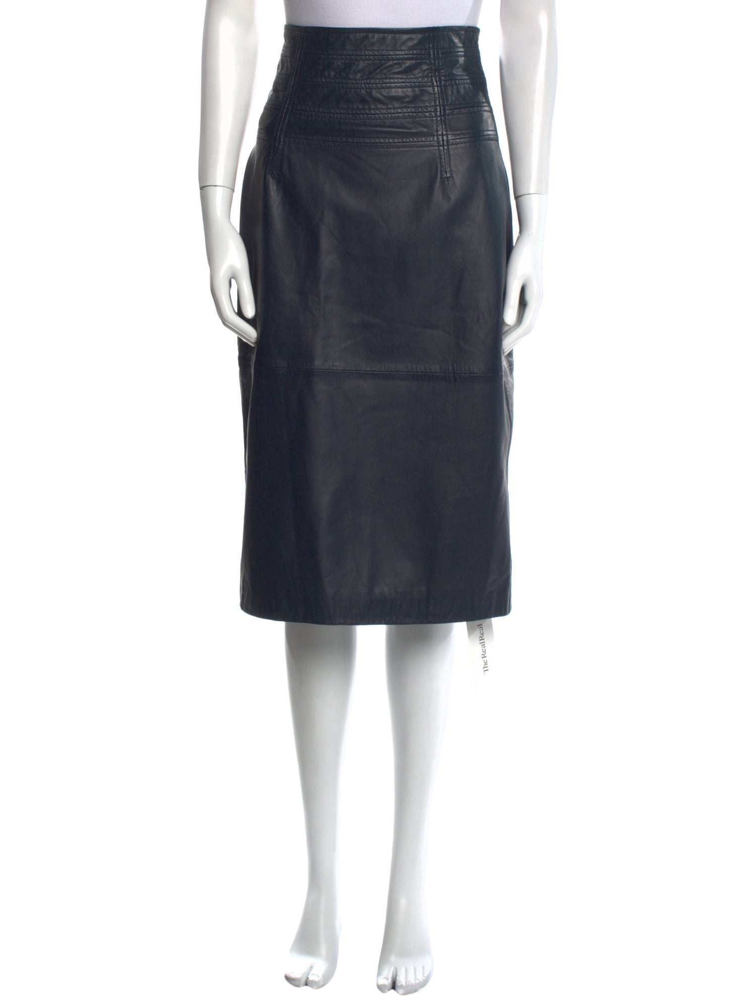 Herve Leger Lamb Leather Knee-Length Skirt