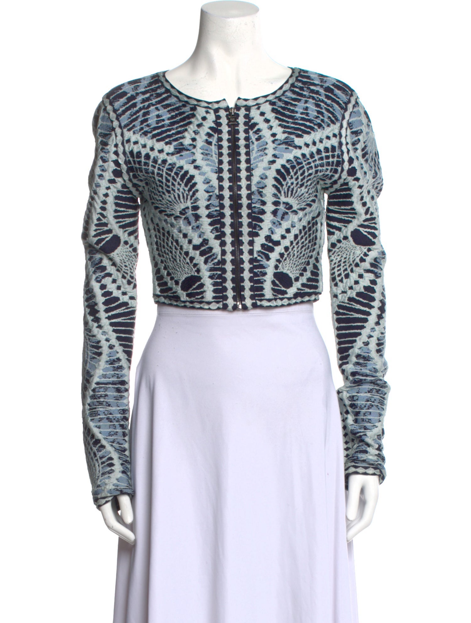 Herve Leger Printed Scoop Neck Crop Top