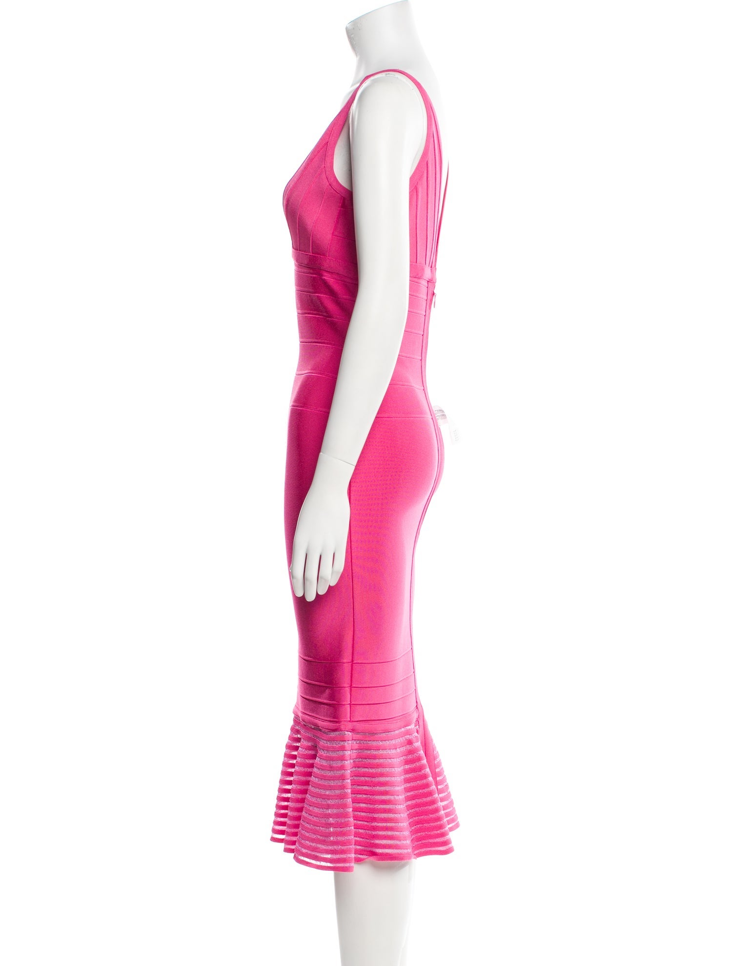 Herve Leger V-Neck Midi Length Dress w/ Tags