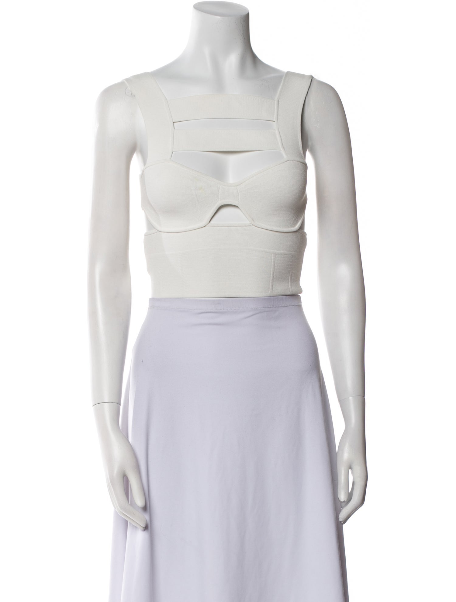 Herve Leger Square Neckline Sleeveless Crop Top