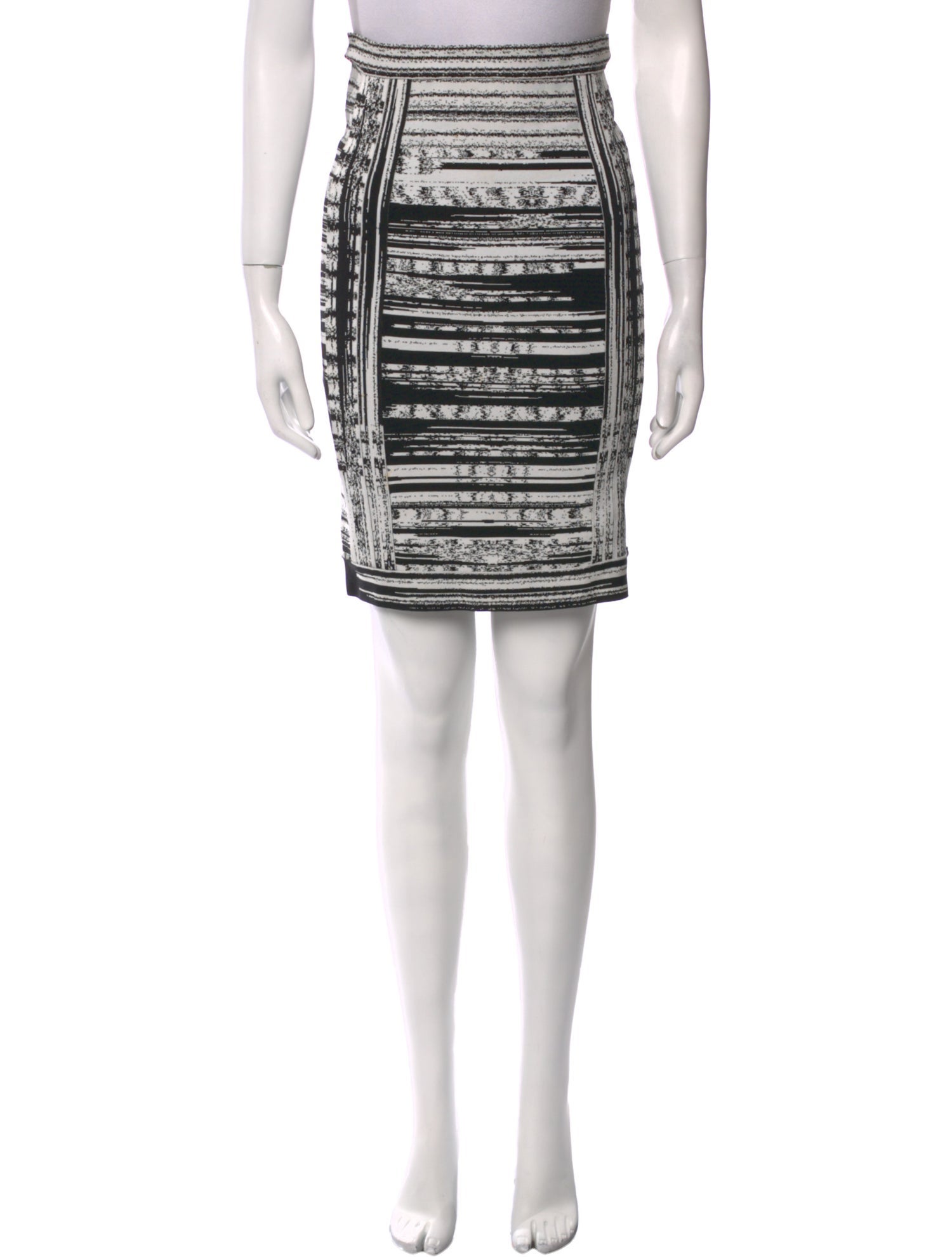 Herve Leger Striped Knee-Length Skirt