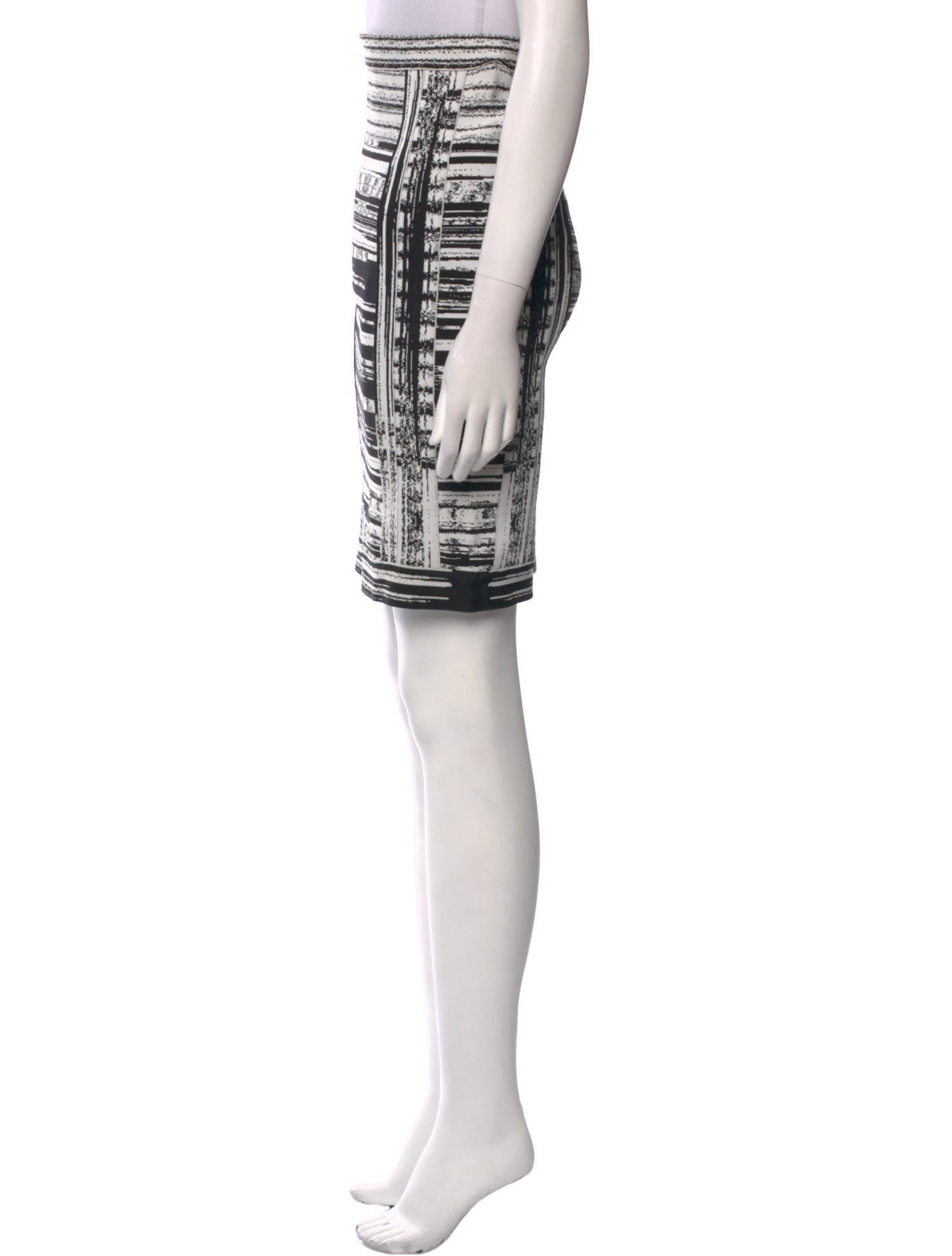 Herve Leger Striped Knee-Length Skirt