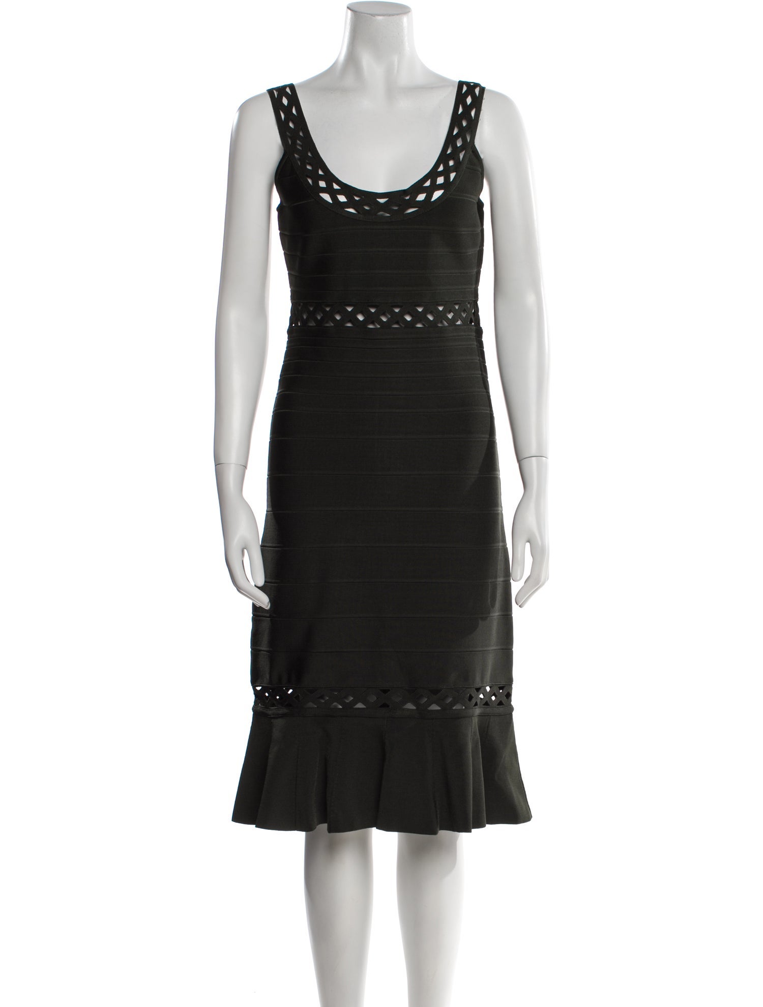 Herve Leger Scoop Neck Knee-Length Dress