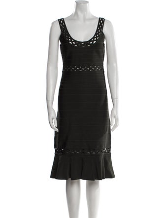 Herve Leger Scoop Neck Knee-Length Dress