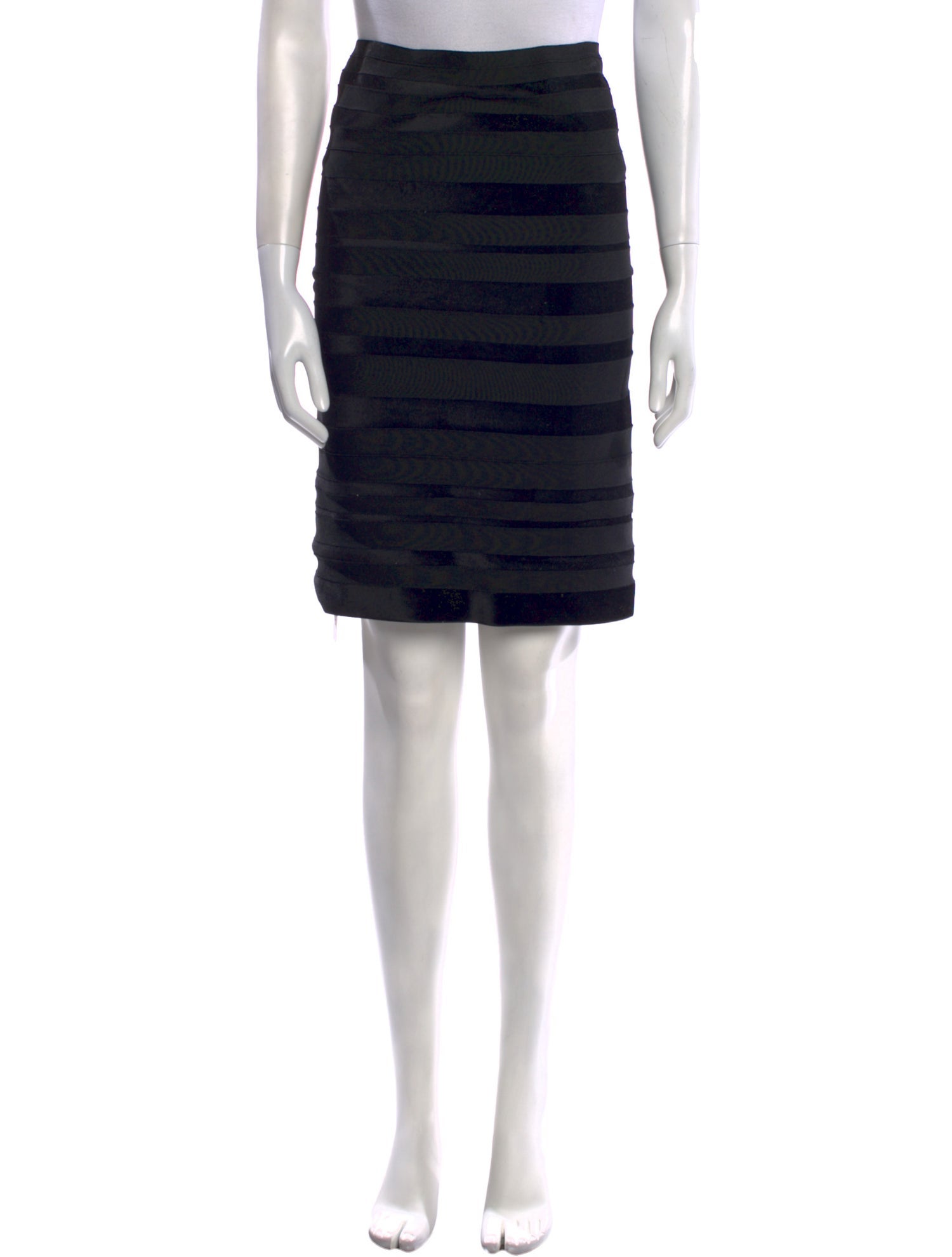 Herve Leger Striped Knee-Length Skirt