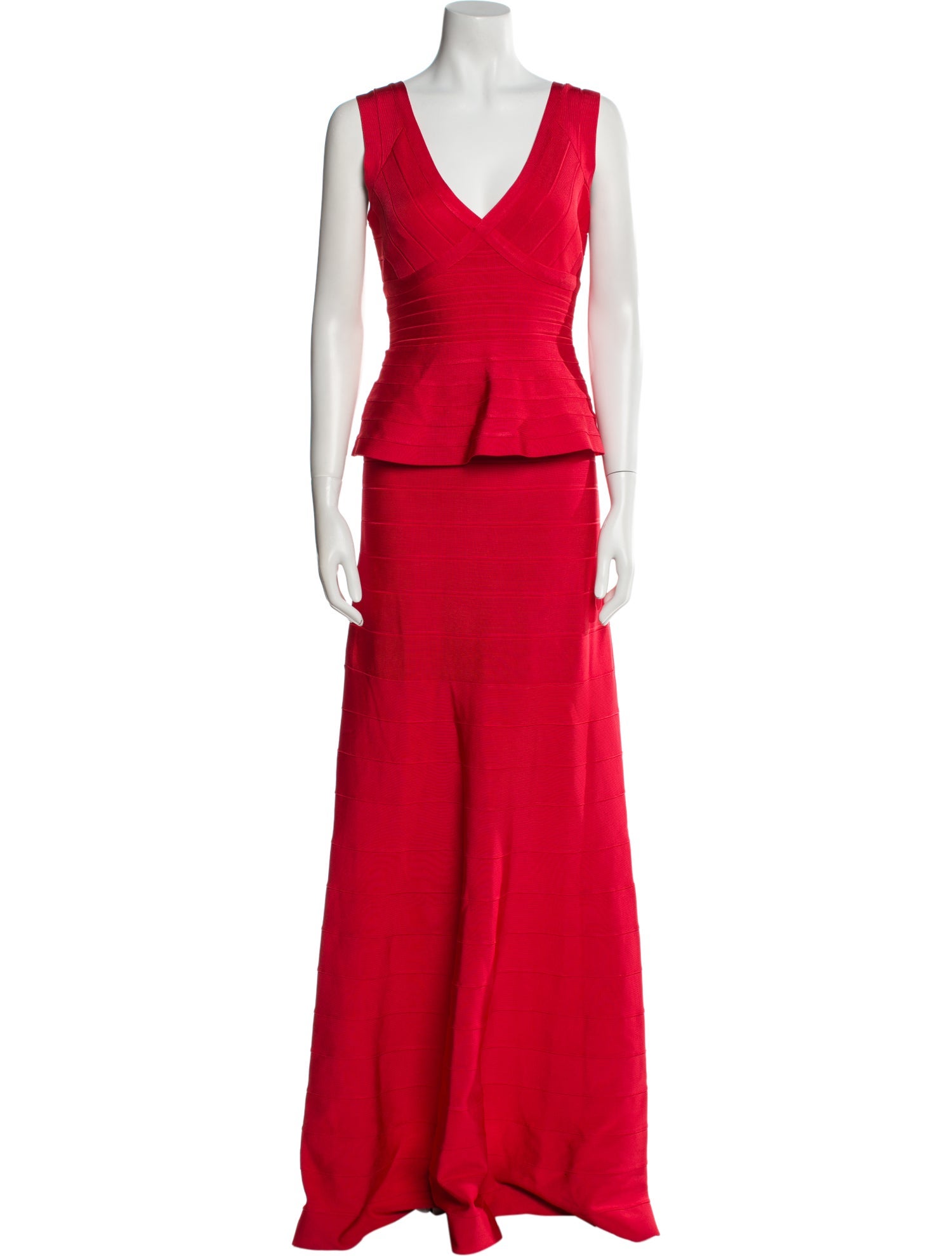 Herve Leger V-Neck Long Dress