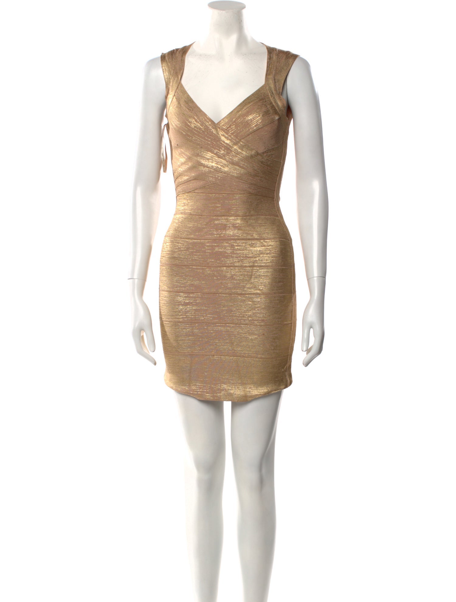 Herve Leger V-Neck Mini Dress