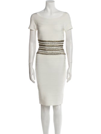 Herve Leger Scoop Neck Mini Dress
