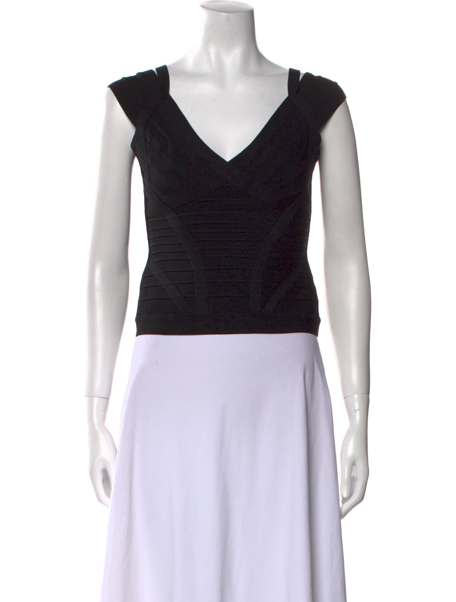 Herve Leger V-Neck Sleeveless Crop Top